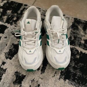 Adidas White and Green Athletic Shoes